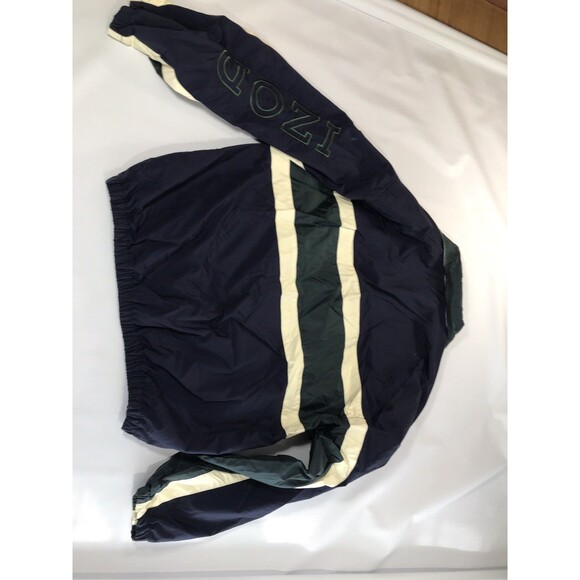 VTG IZOD Sport Mens Windbreaker Striped Sz large Embroidered Logo on Back Lined - Picture 5 of 7